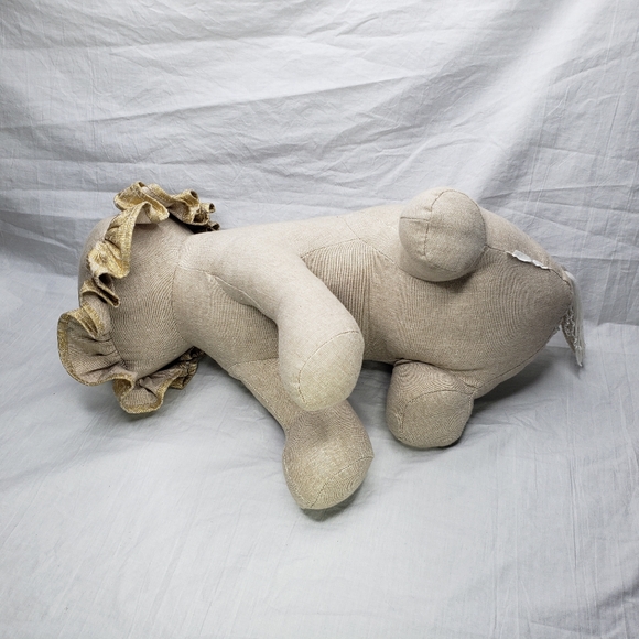 Chambray Stuffed Lion 14" Cotton - Picture 7 of 9